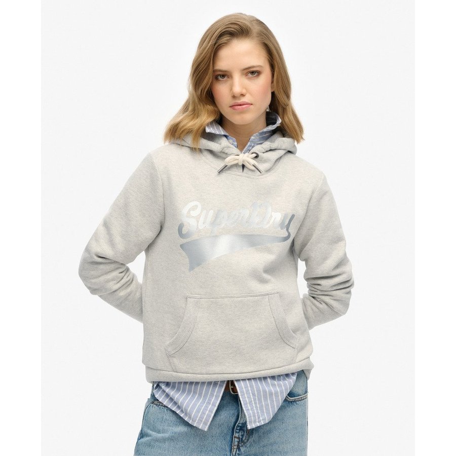 Superdry Sweat à Capuche Avec Fermeture éclair Et Logo Gris Essentiel M2014128a 3311622