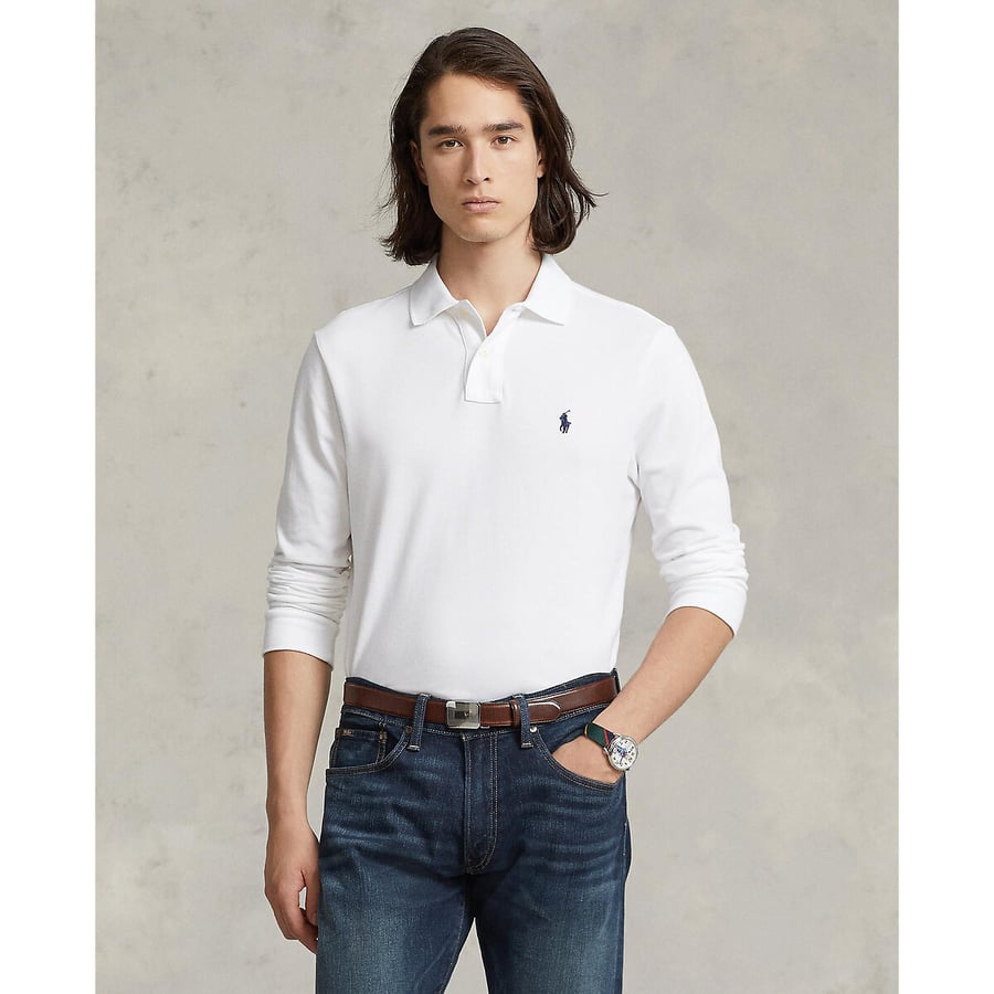 トップス POLO Ralph Lauren polo shirt slim fit Slim fit polo shirt with cotton pique and long sleeves Polo Ralph