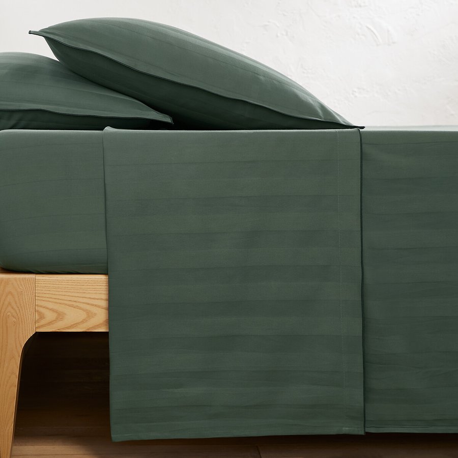 Lenzuolo Piatto 280x310 Cm In Cotone Lavato – Serena Geometrico Blu E Beige – Prodotto In Francia