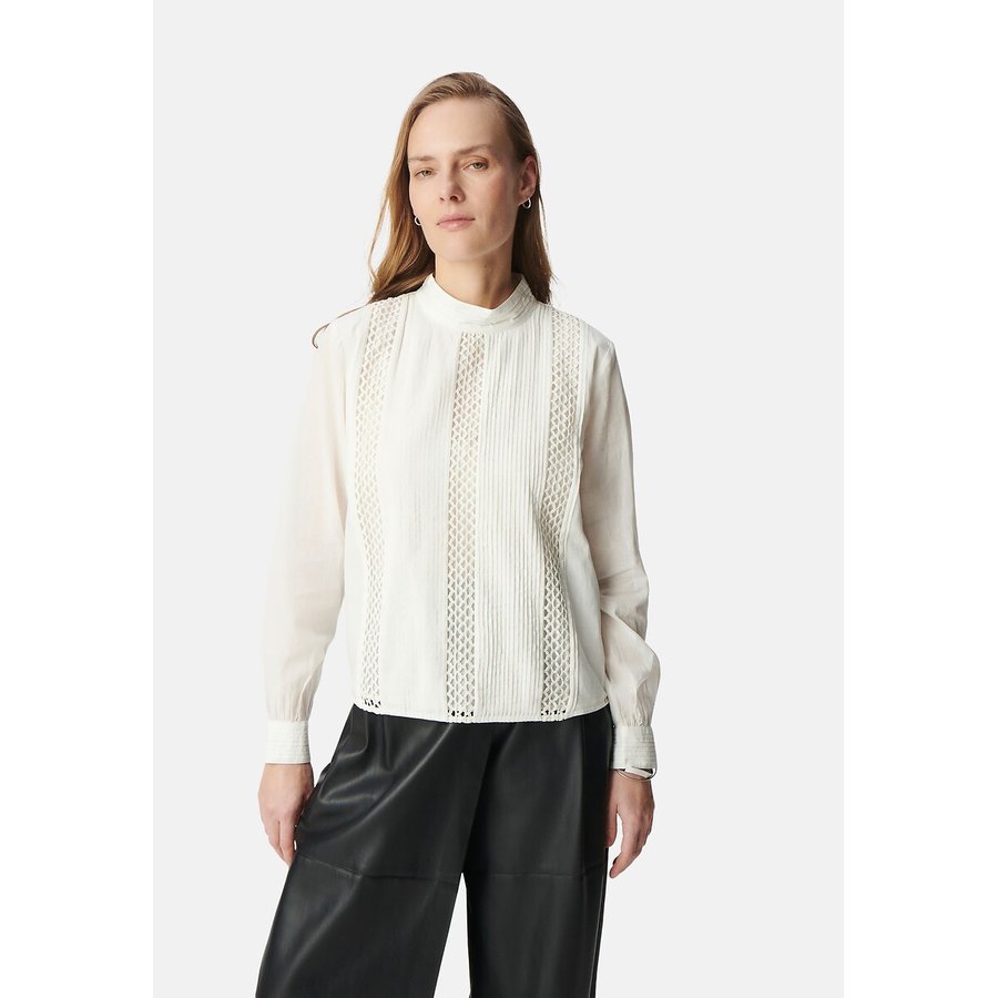 MODSGUE Camicia da donna in raso di seta da lavoro, con colletto Kent, elegante camicia da