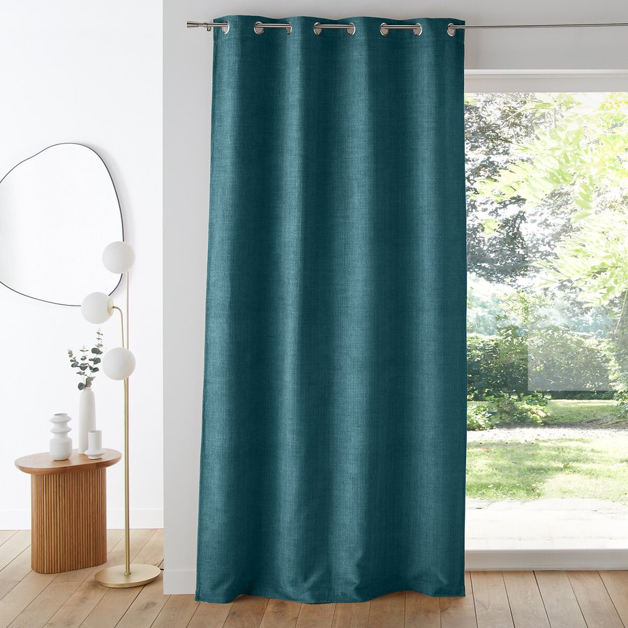 Tenda Leggera Con Occhielli Per Soggiorno 145x140 Cm - Turchese Conf. 2 Pezzi