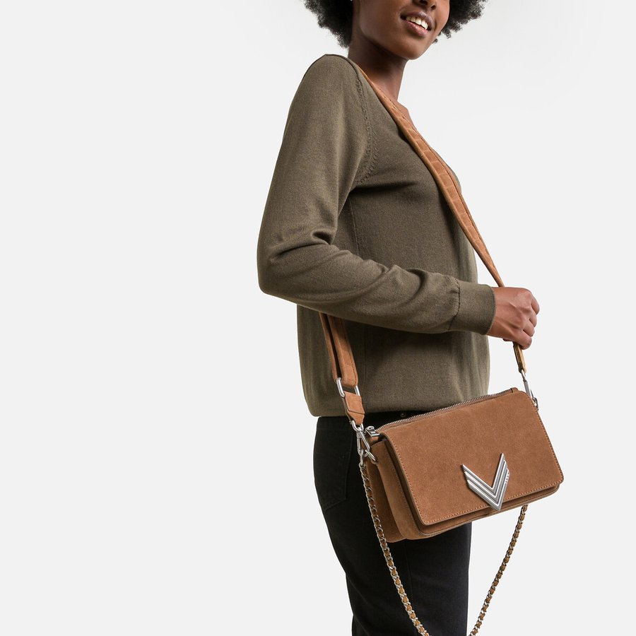 Handtas met klep, in suedine 111 staten island camel Ikks | La Redoute