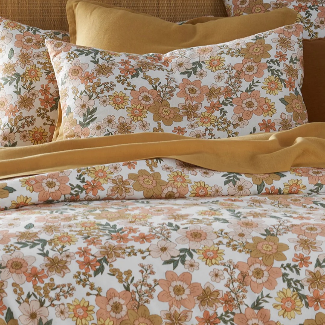 bed linen with flowers