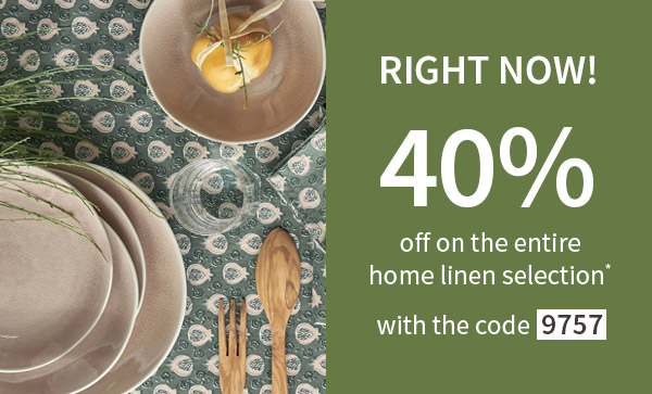 40% off on the entire home linen selection