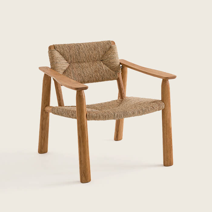 Fauteuil chêne paille
