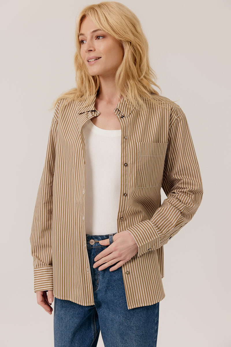 Chemise CORA ajustée manches longues col chemise matière extensible, ARTLOVE