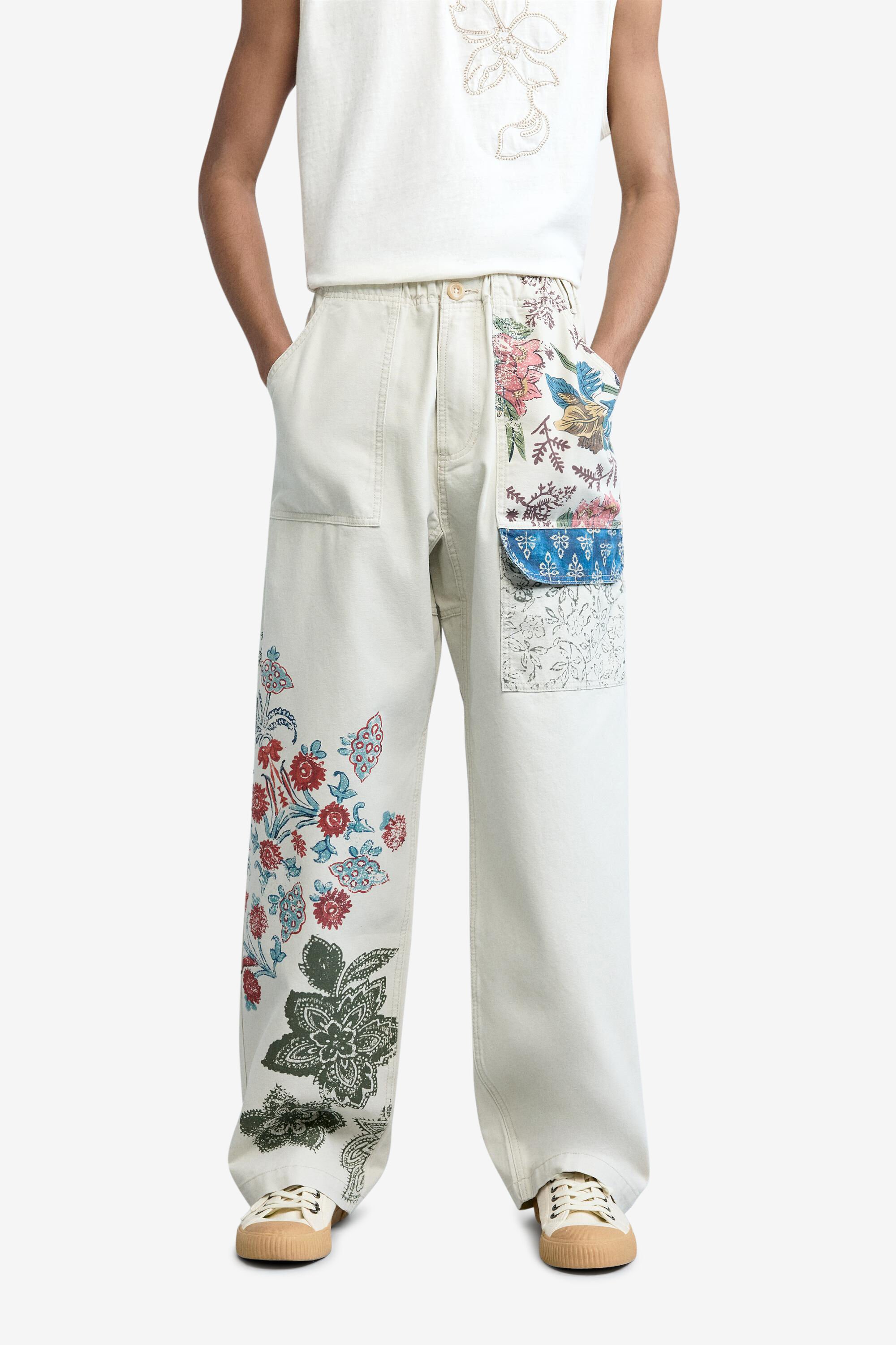 Pantalon long à fleurs, DESIGUAL