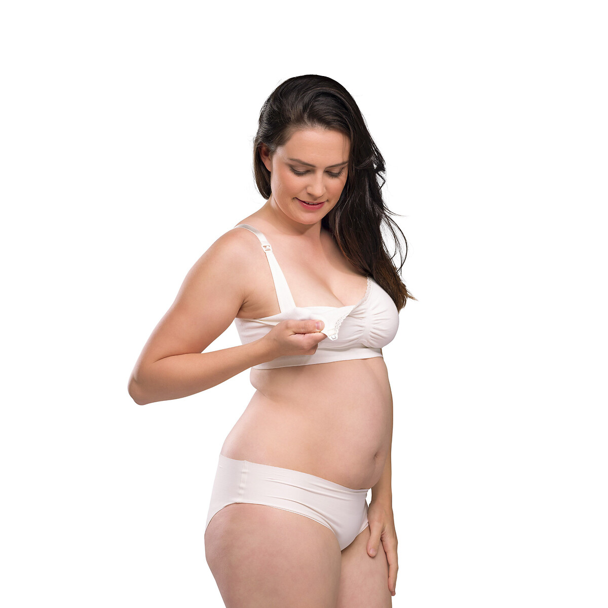 Maternity nursing bra in organic cotton mix natural white Carriwell La Redoute