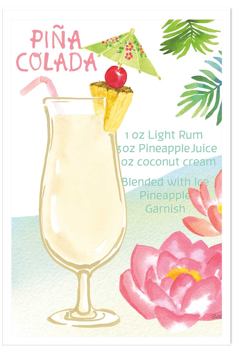 Affiche Pina colada en aquarelle, HEXOA