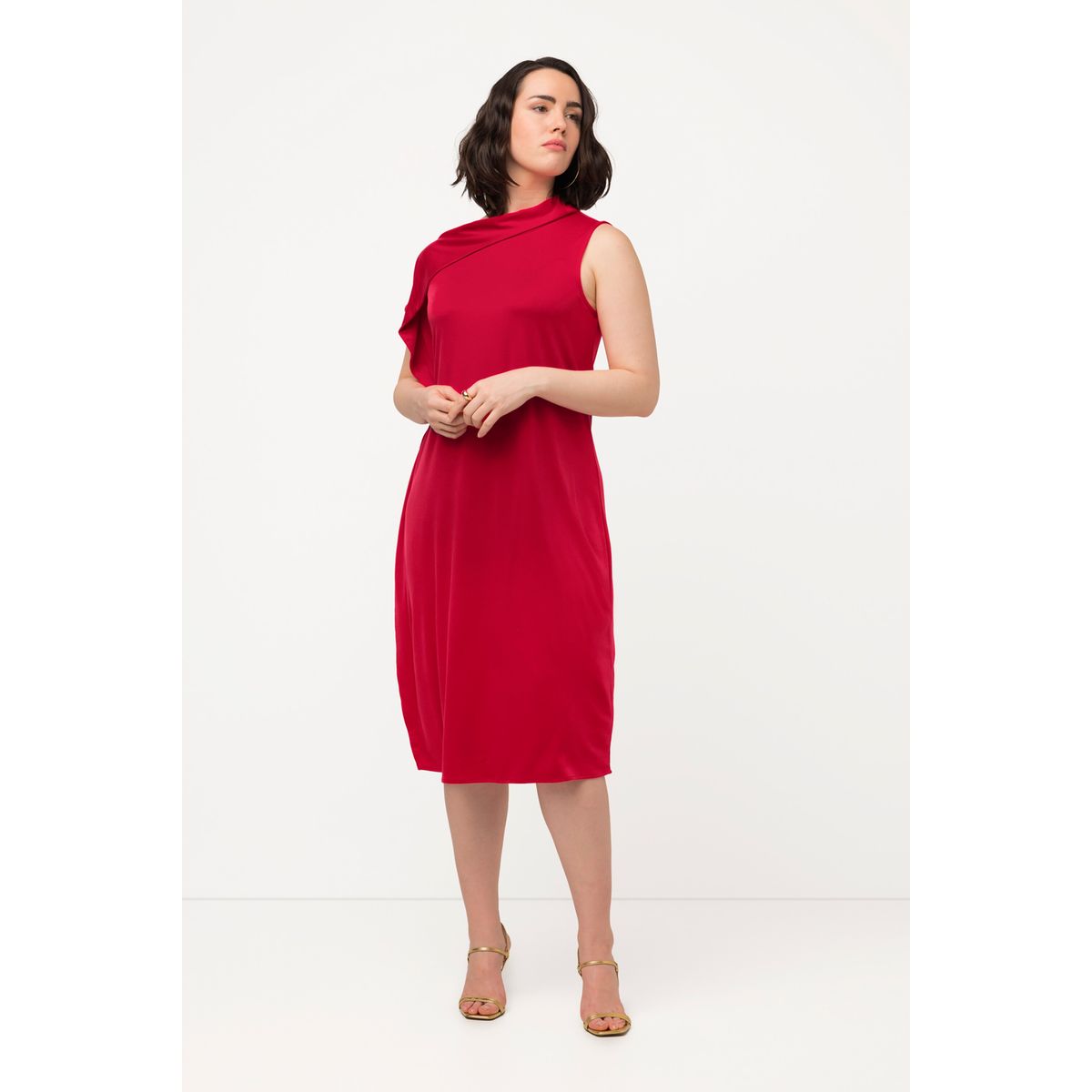Robe midi sans manches volant litchi Ulla Popken La Redoute