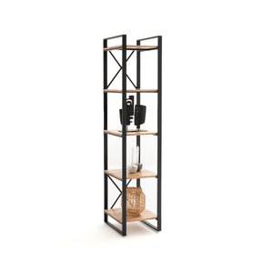Hiba 5-Level Column Shelf in Solid Oak & Steel LA REDOUTE INTERIEURS image