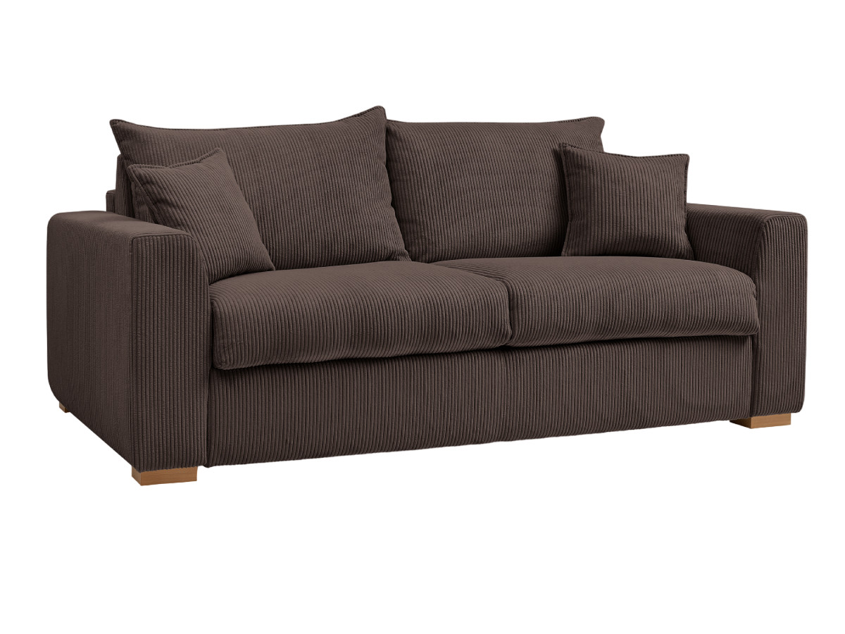 Canapé lit 3 places en velours côtelé couchage 160x200 cm, AUGUSTIN, BOBOCHIC