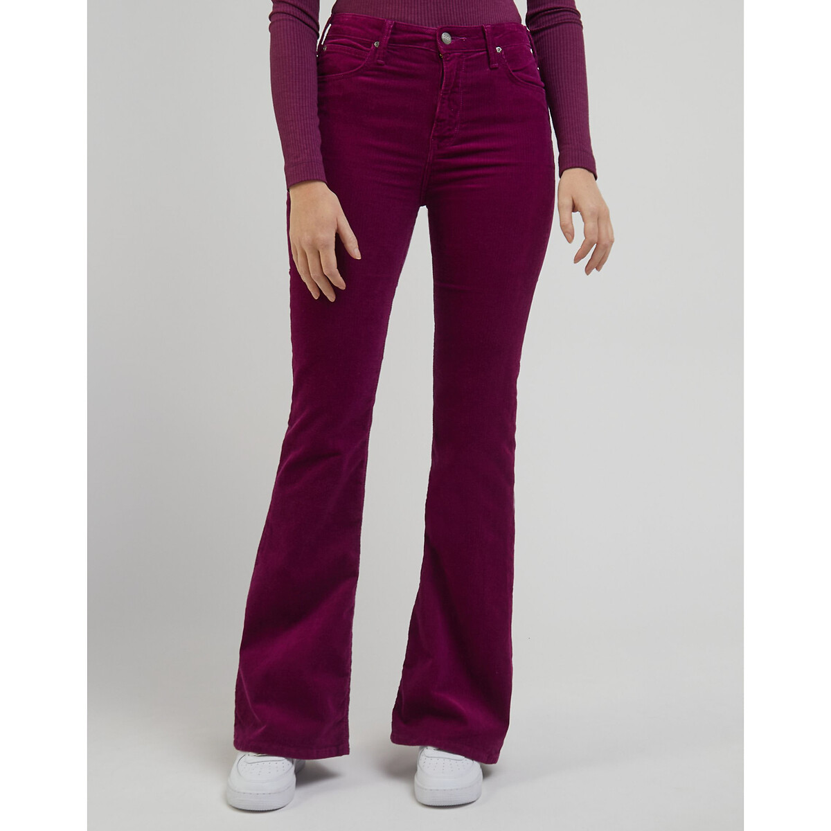 Breese Cotton Flared Trousers in Corduroy