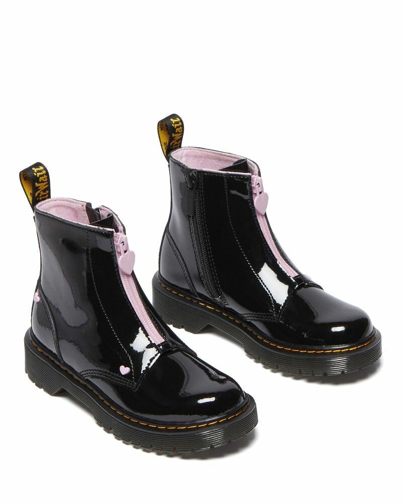 Kids bex heart zip ankle boots in leather black Dr. Martens La Redoute