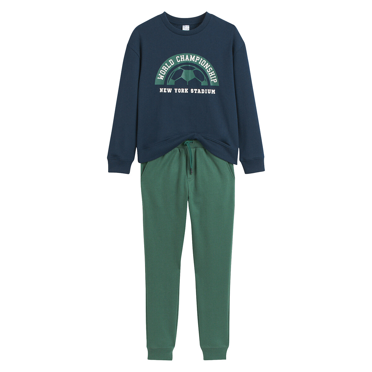 Sweatshirt joggers outfit in cotton mix green navy La Redoute Collections La Redoute