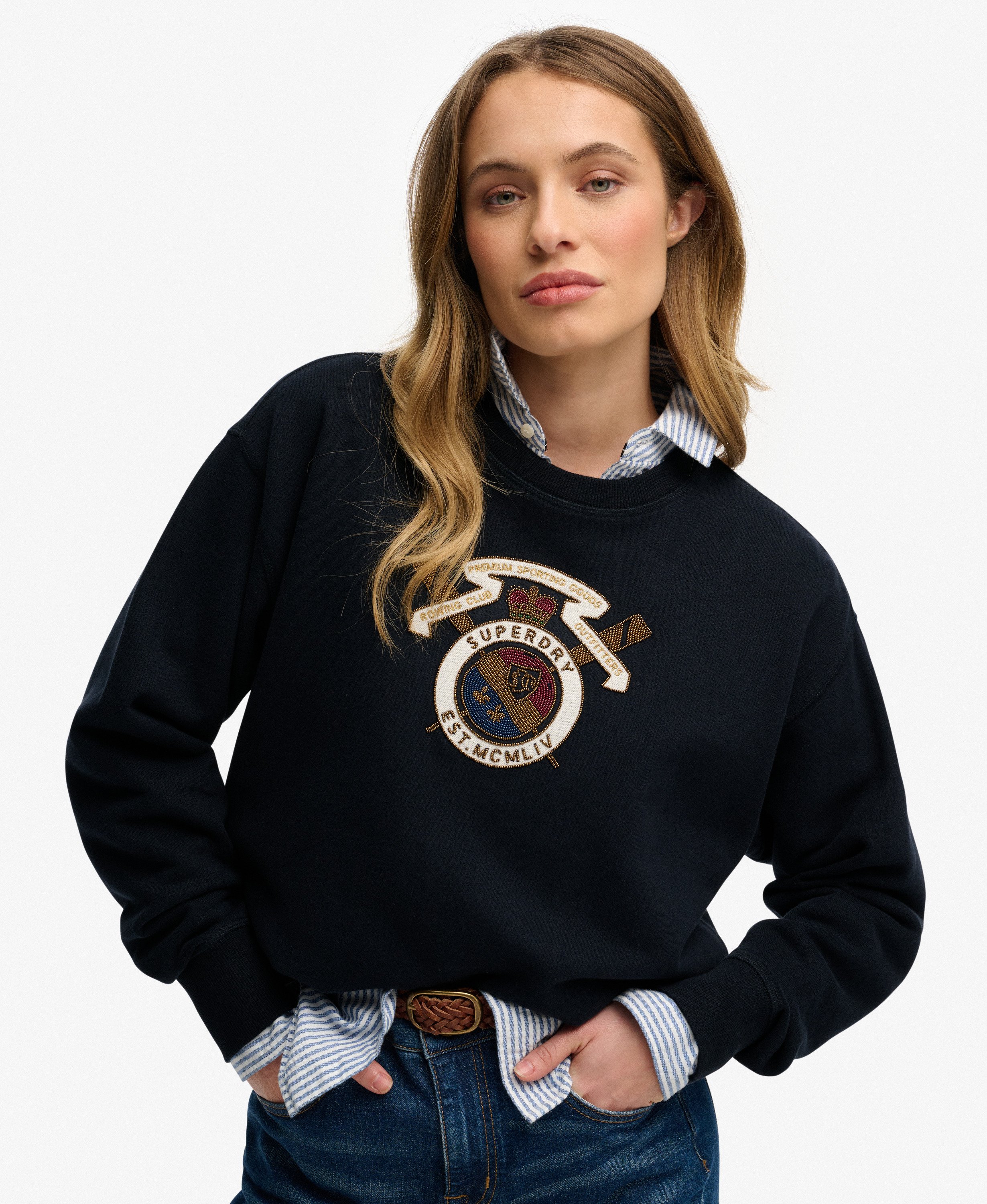 Sweatshirt Crest Coupe Ample, SUPERDRY
