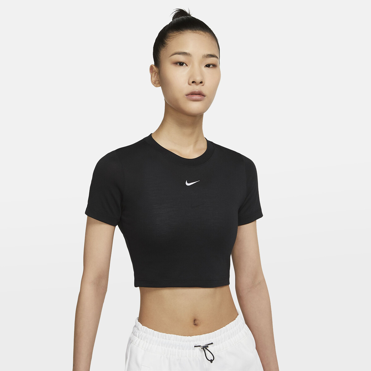 Sportswear essential crop top with small embroidered logo , black, Nike ...