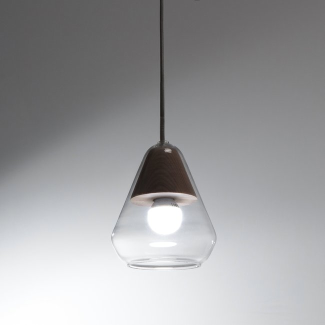 Hanglamp in glas en hout Ø14 cm, Nasoa <span itemprop=