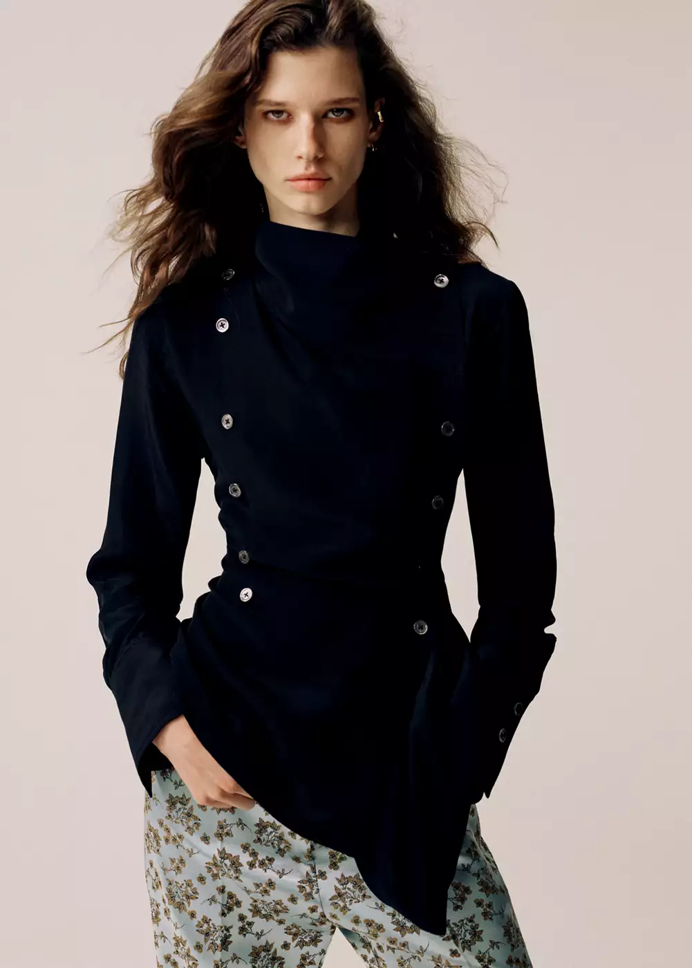 Pantalon satiné jacquard, MANGO