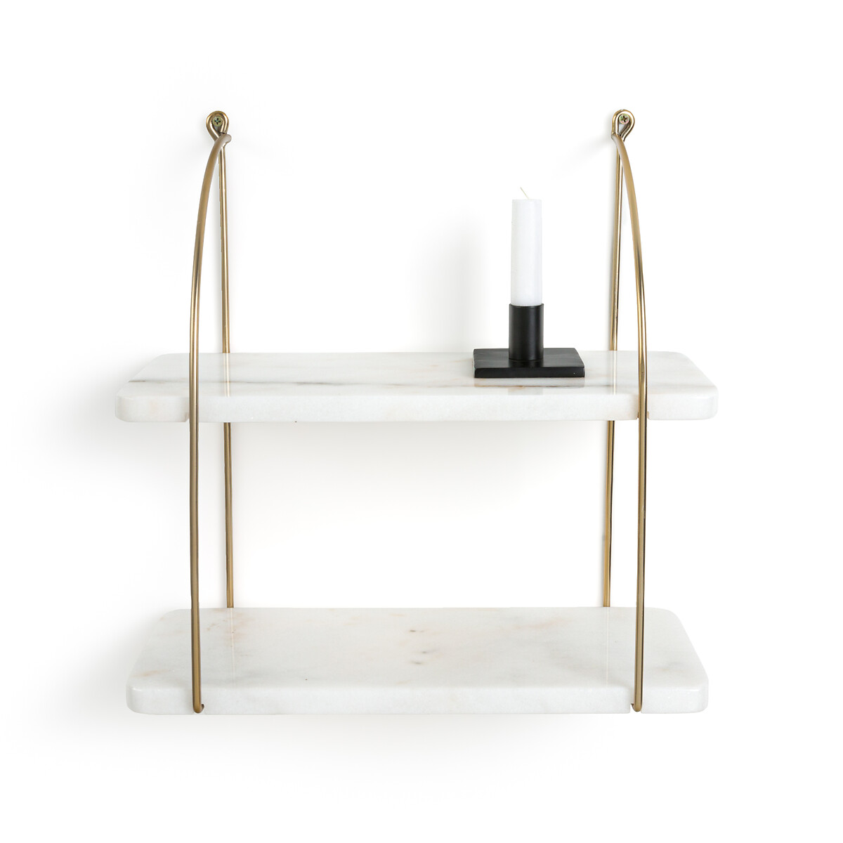 Fitia 40cm Marble and Brass Wall Shelf