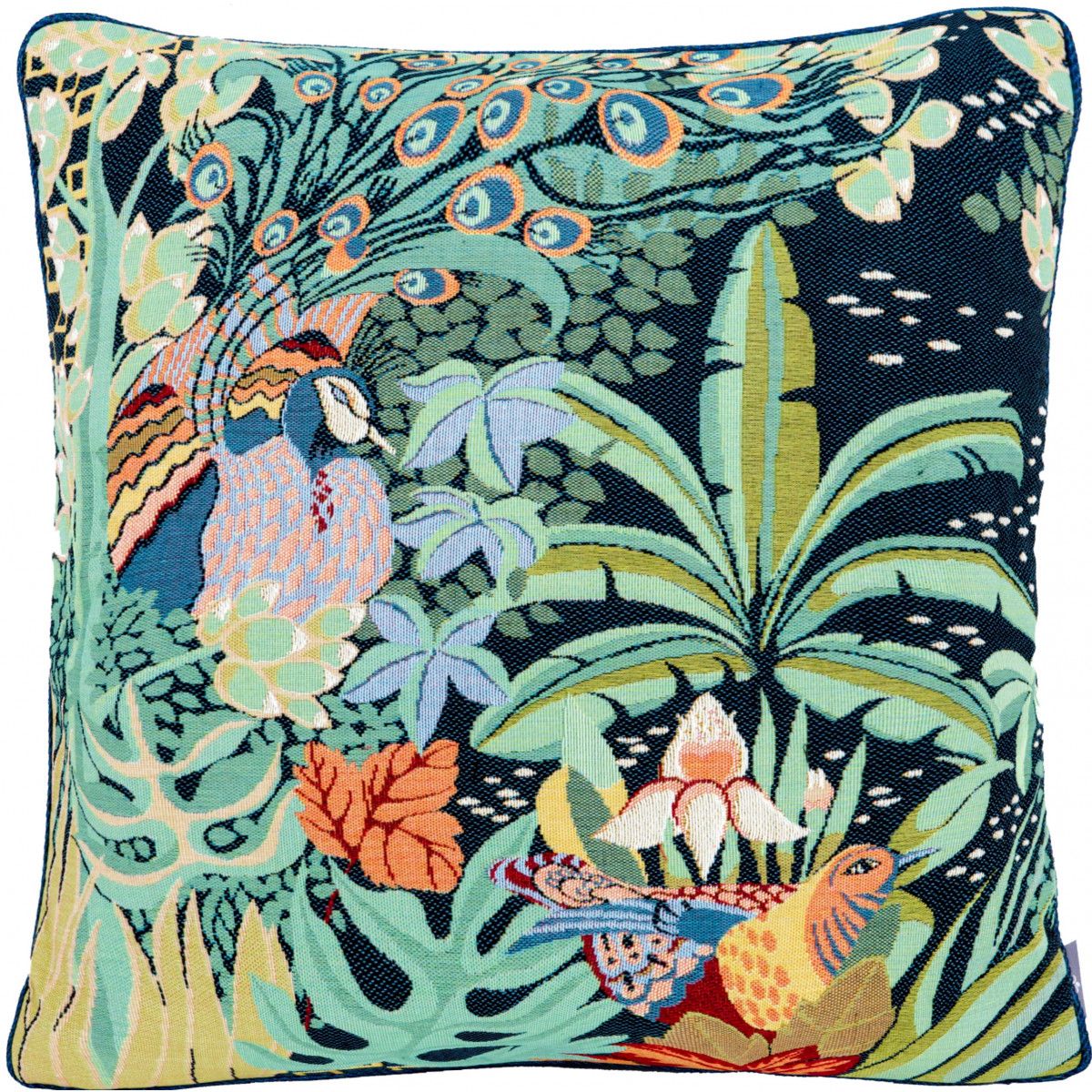 coussin jungle aux oiseaux tisse made in france, france