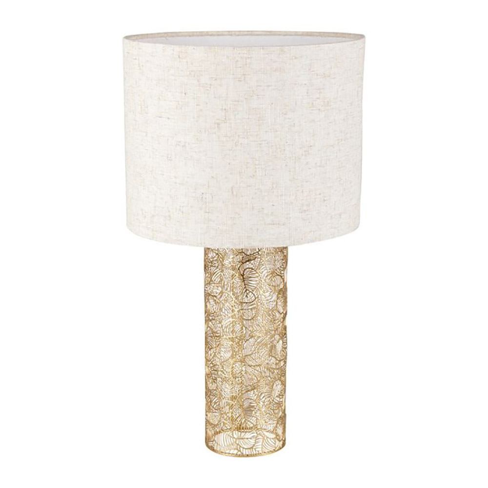 Lampe Métal Lin Calathéa Beige Dorée, DECORATIE