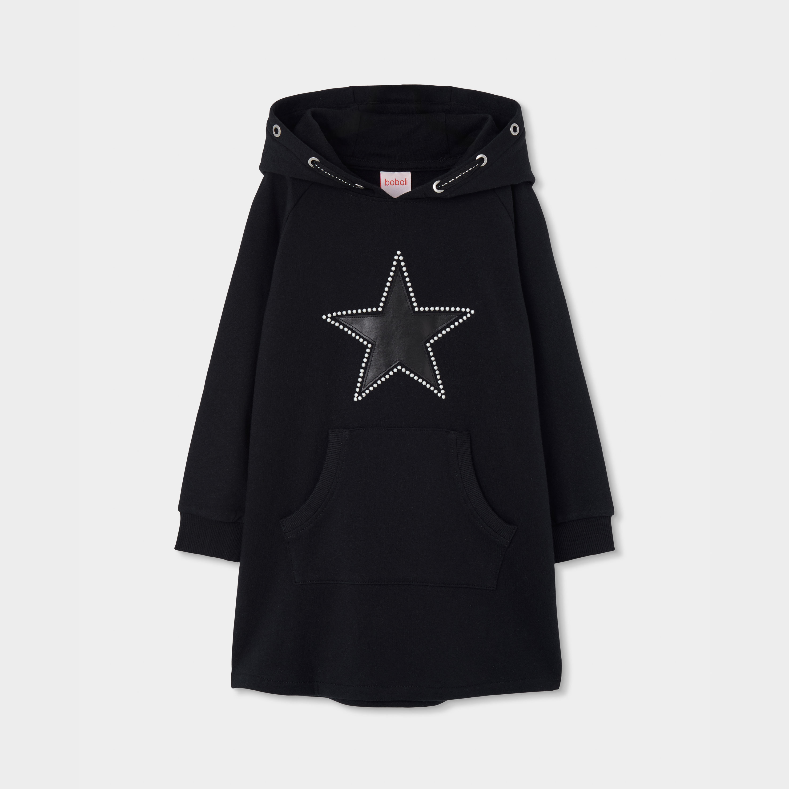 Robe fille en molleton avec étoile et capuche, BOBOLI