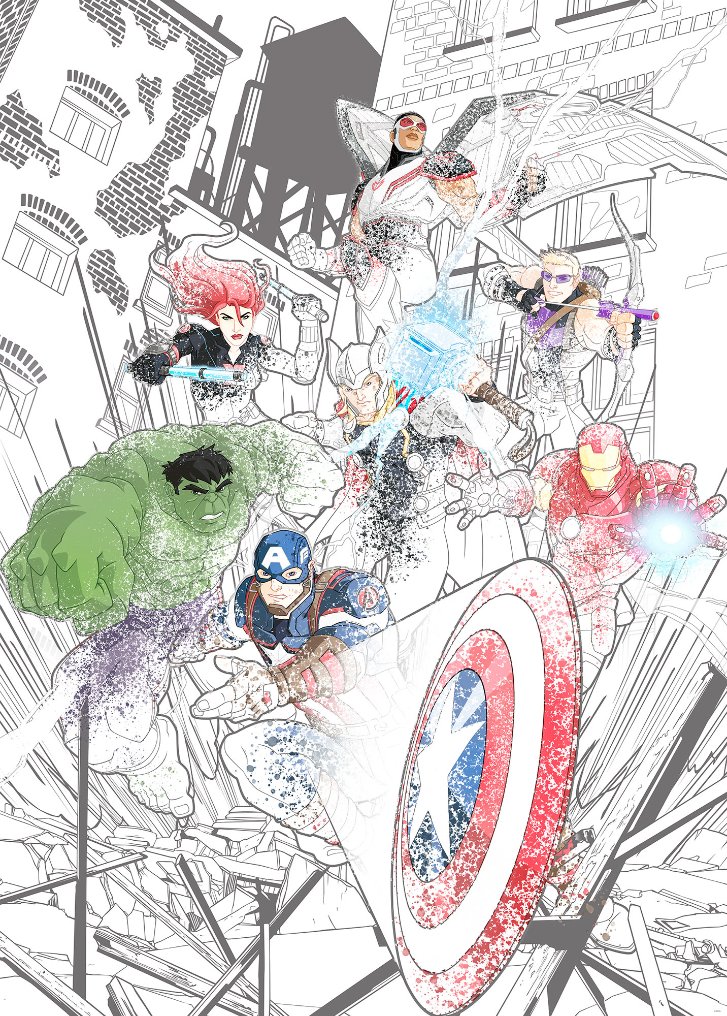Papier peint Komar - Avengers Attack - 200 x 280 cm, HEXOA