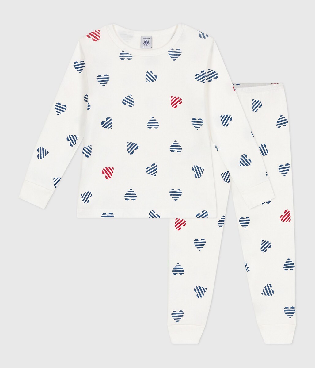 Katoenen pyjama met lange mouwen en hartjesprint
