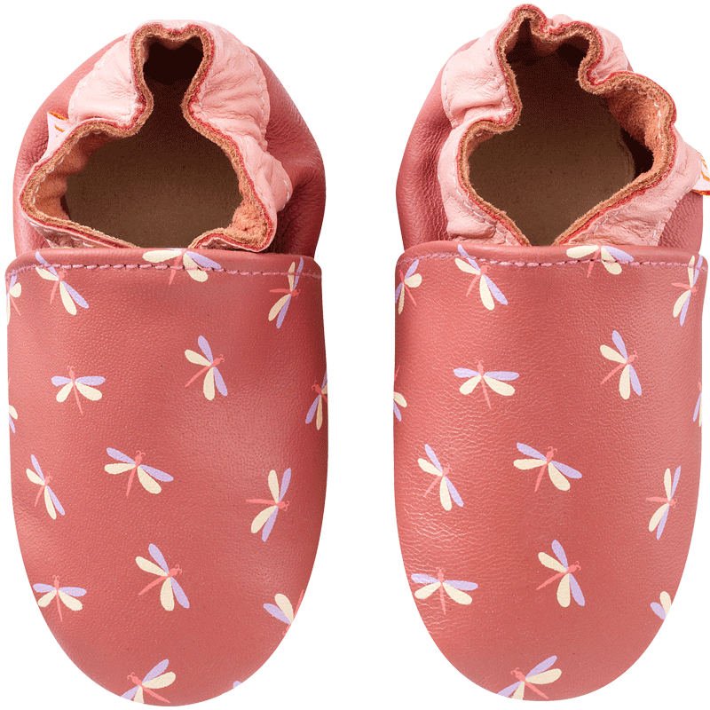 Chaussons cuir bébé Anna les libellules, TICHOUPS