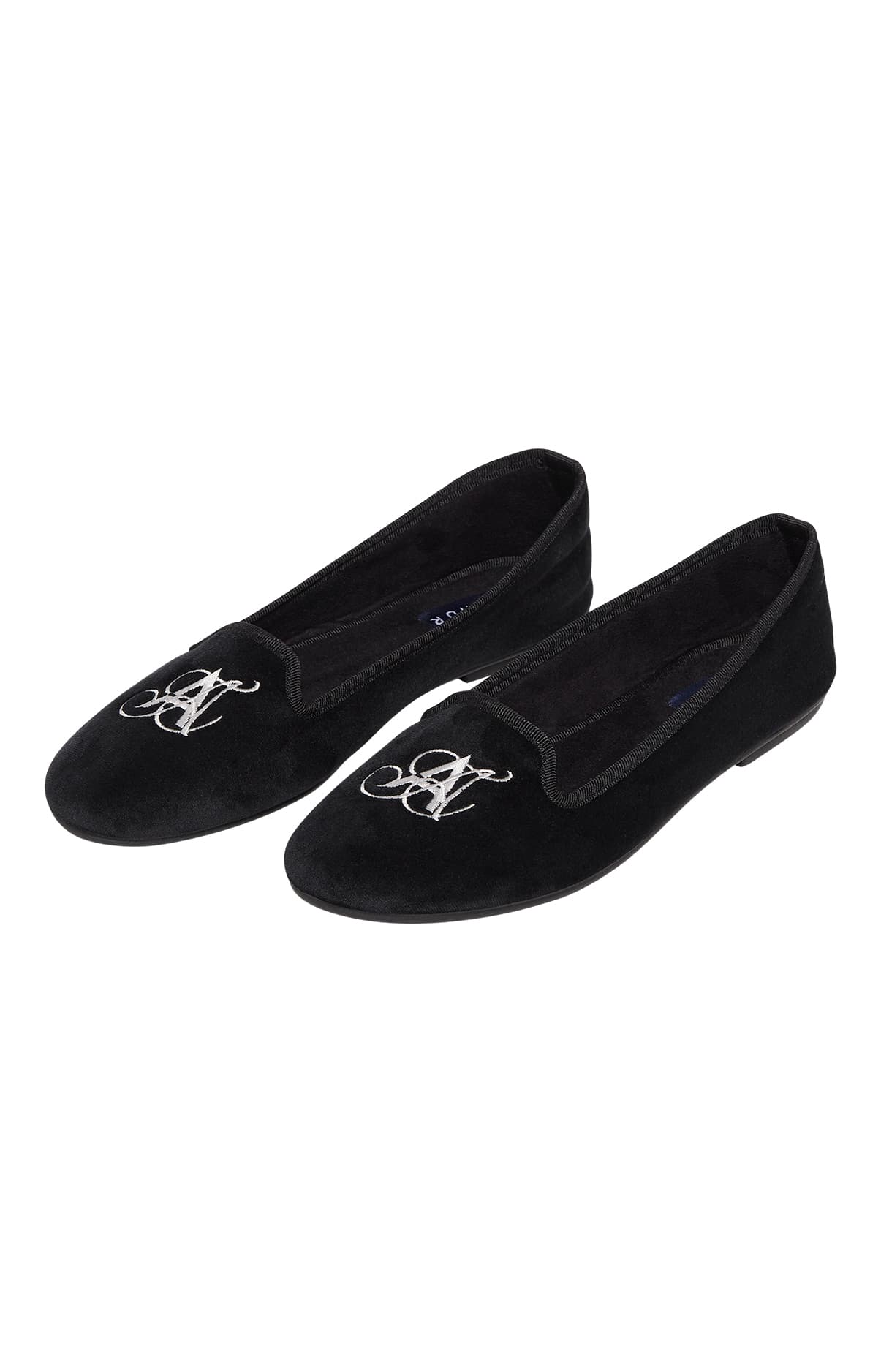 Chaussons ballerine en velours noir, ARTHUR