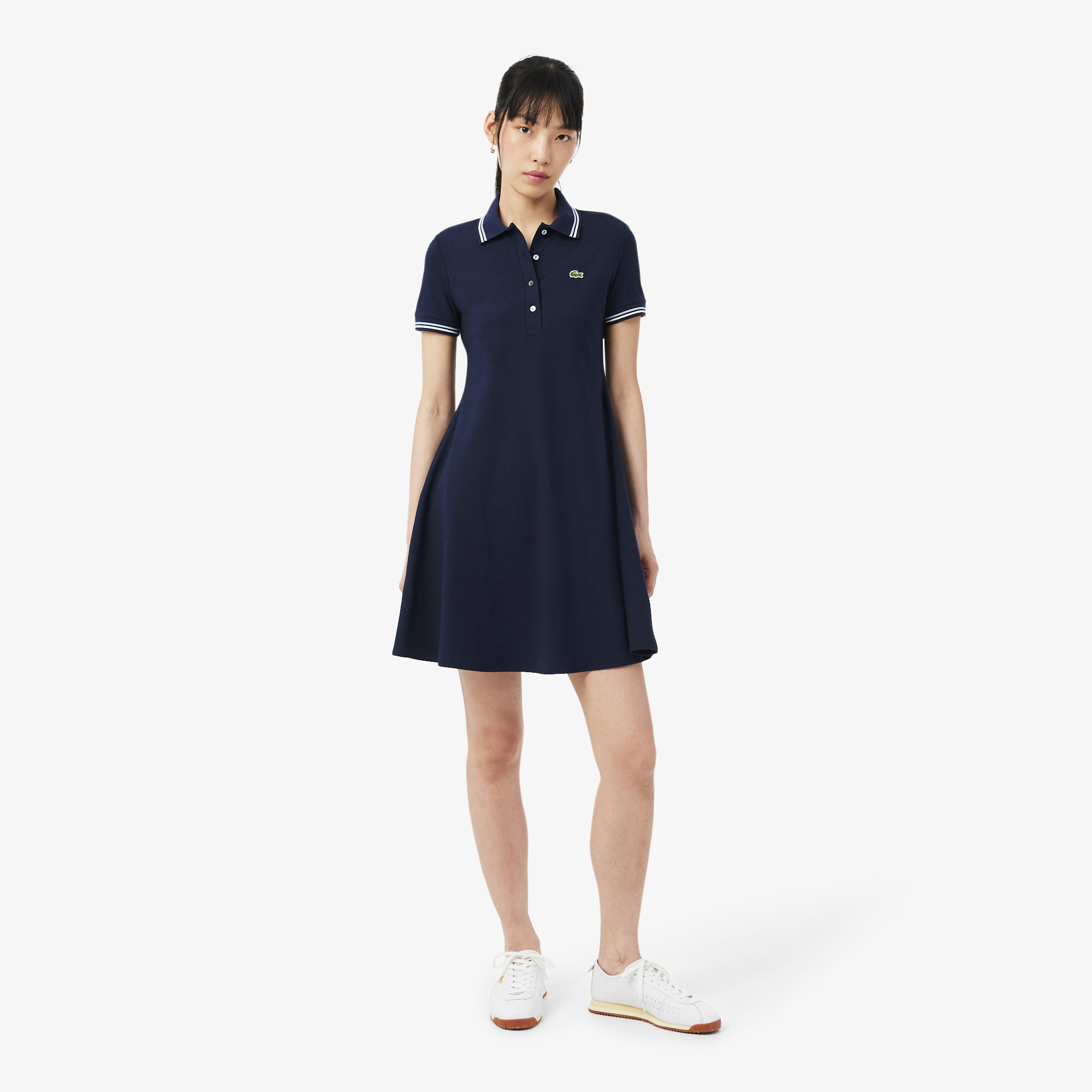 Robe patineuse col polo stretch, LACOSTE