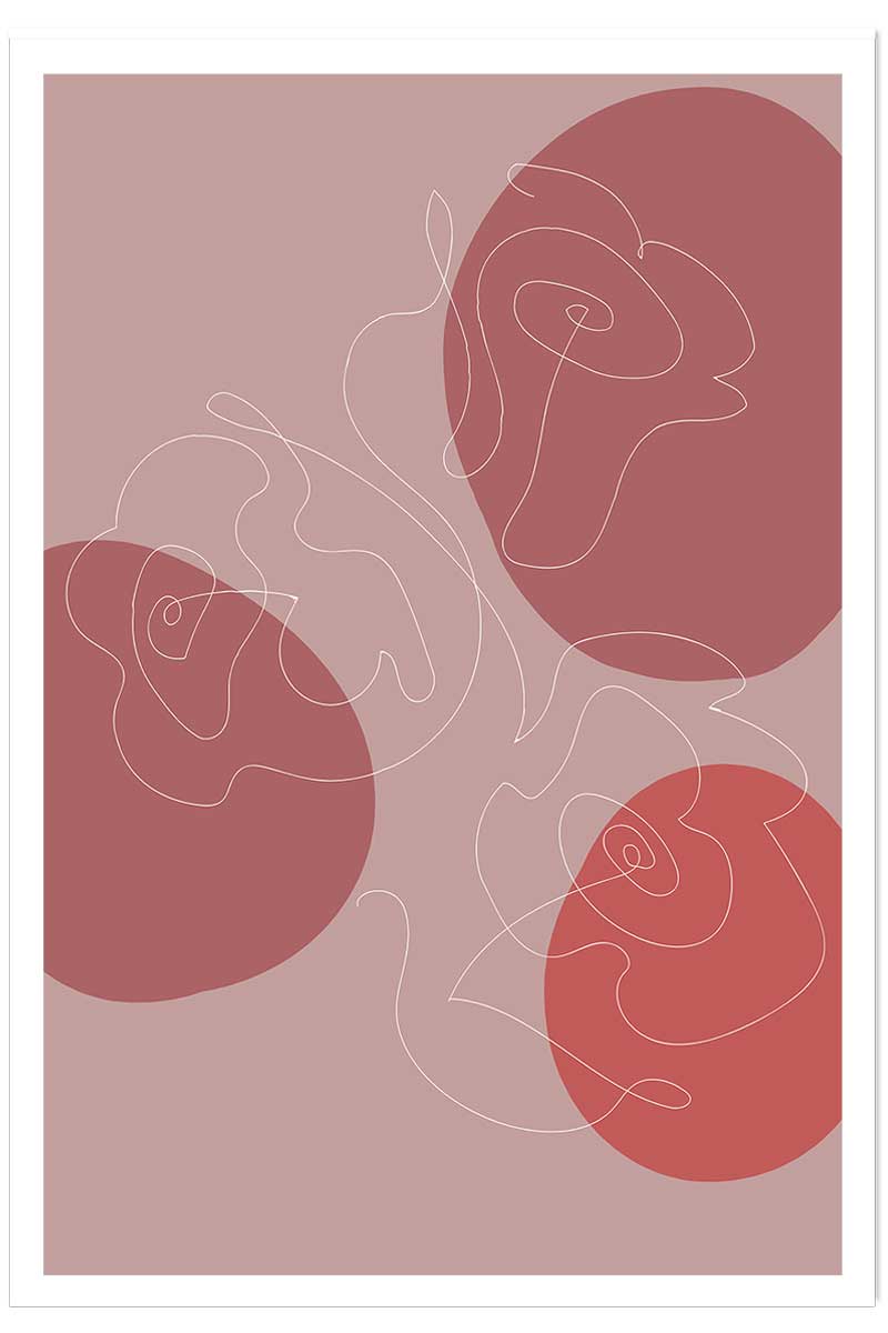 Affiche Line art et courbe rose, HEXOA