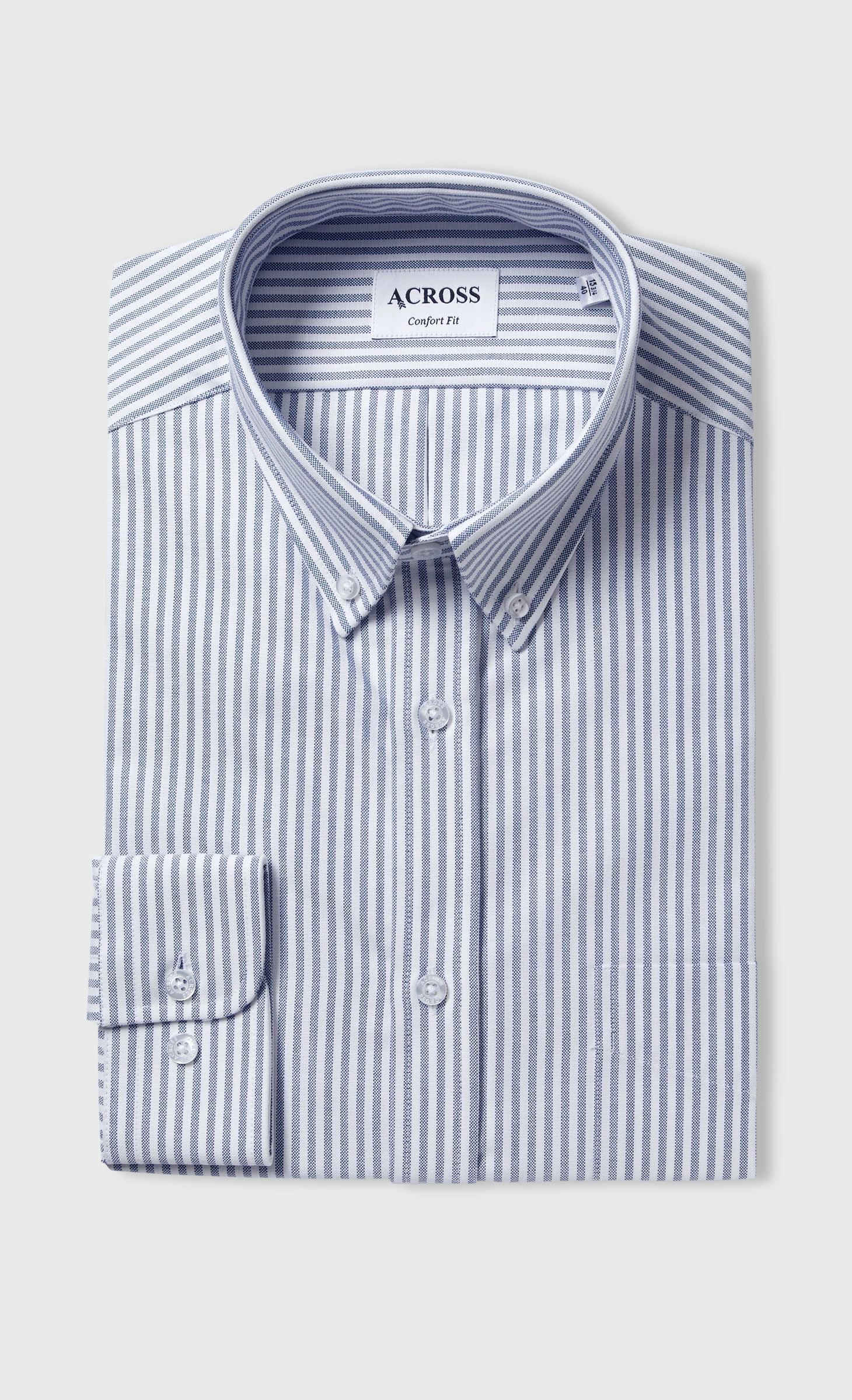 Chemise Confort fit coton Oxford Authentic à rayures, ACROSS