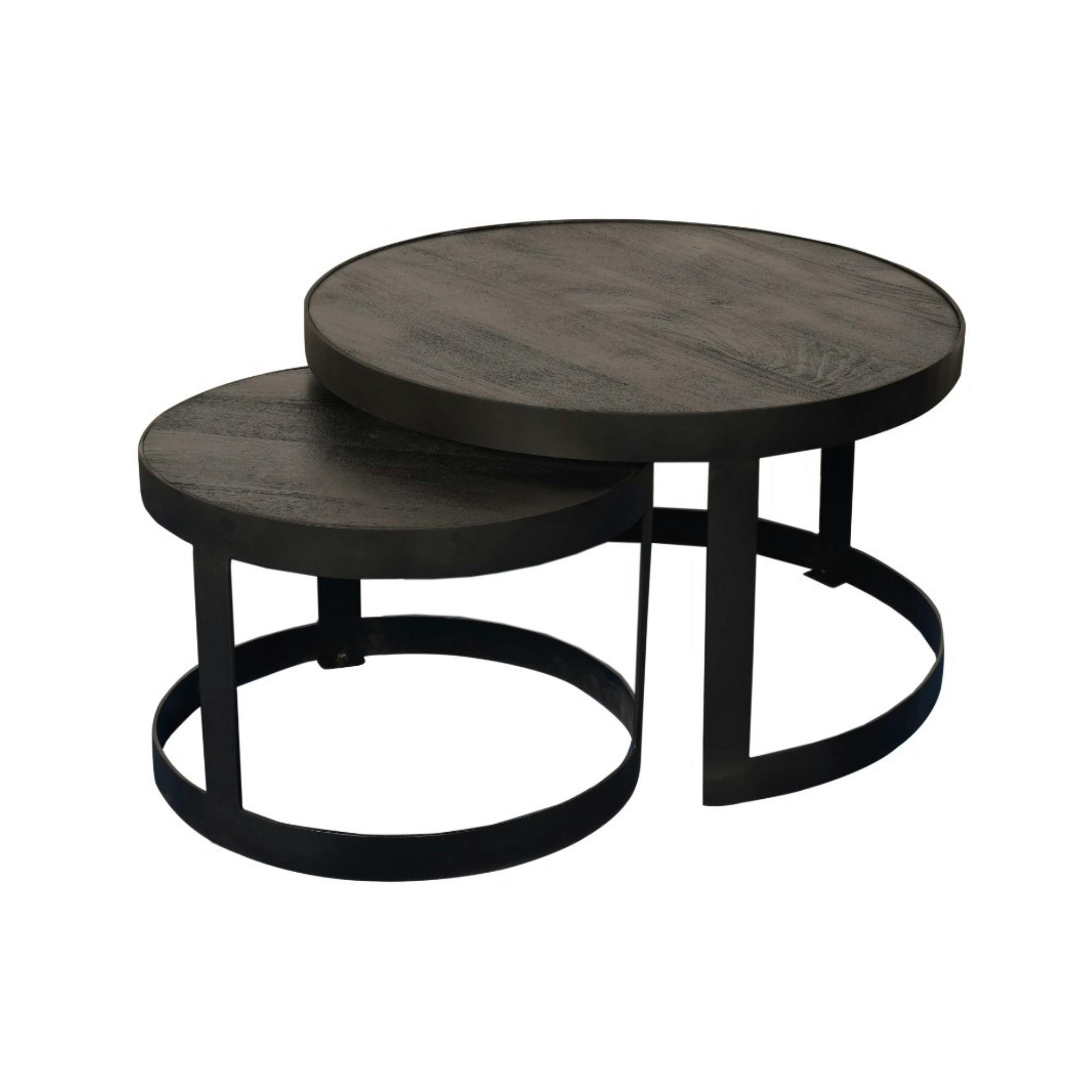 Table basse gigogne bois noir à rebord épais (lot de 2) ALMA, PIER IMPORT