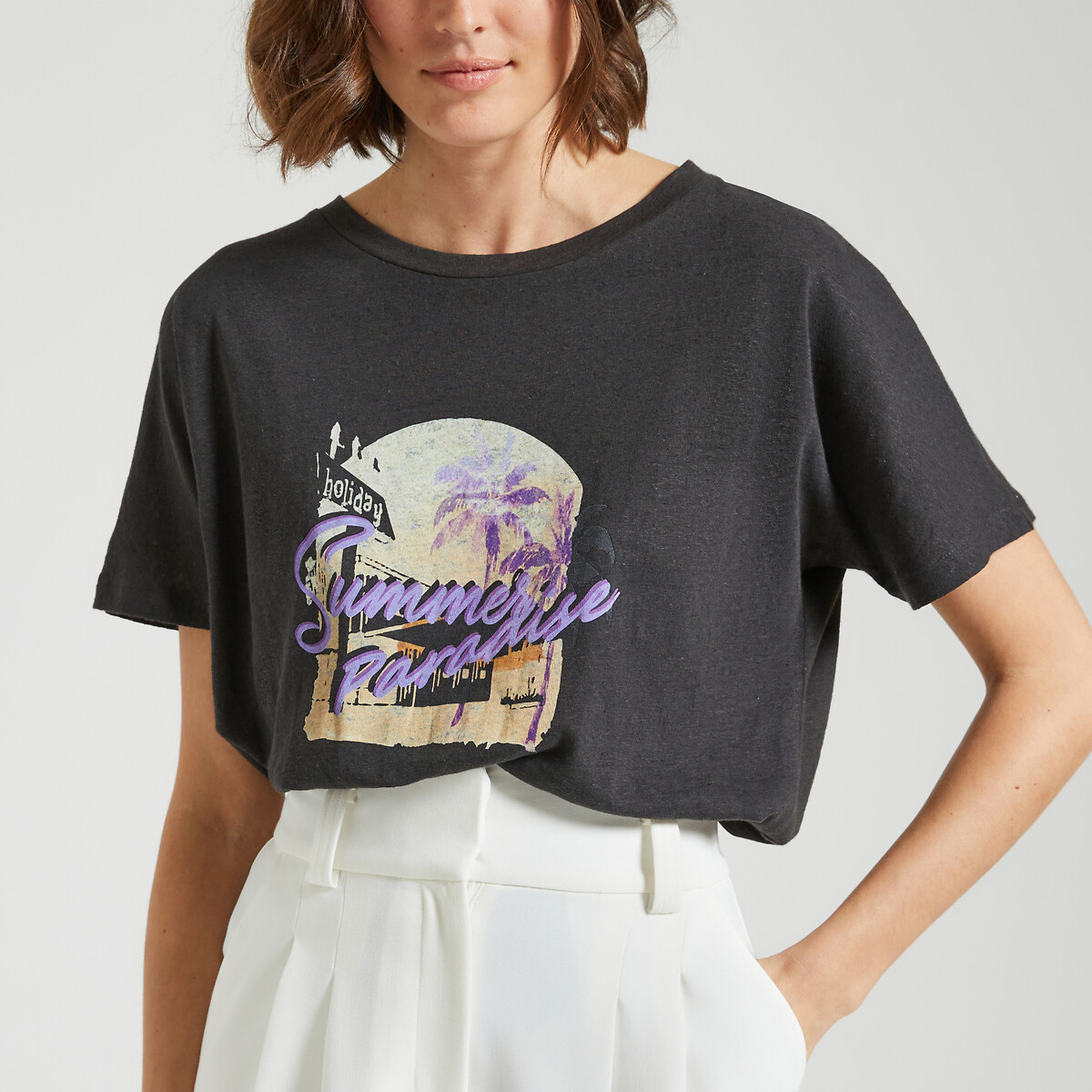 Marki Linen/Cotton T-Shirt with Short Sleeves