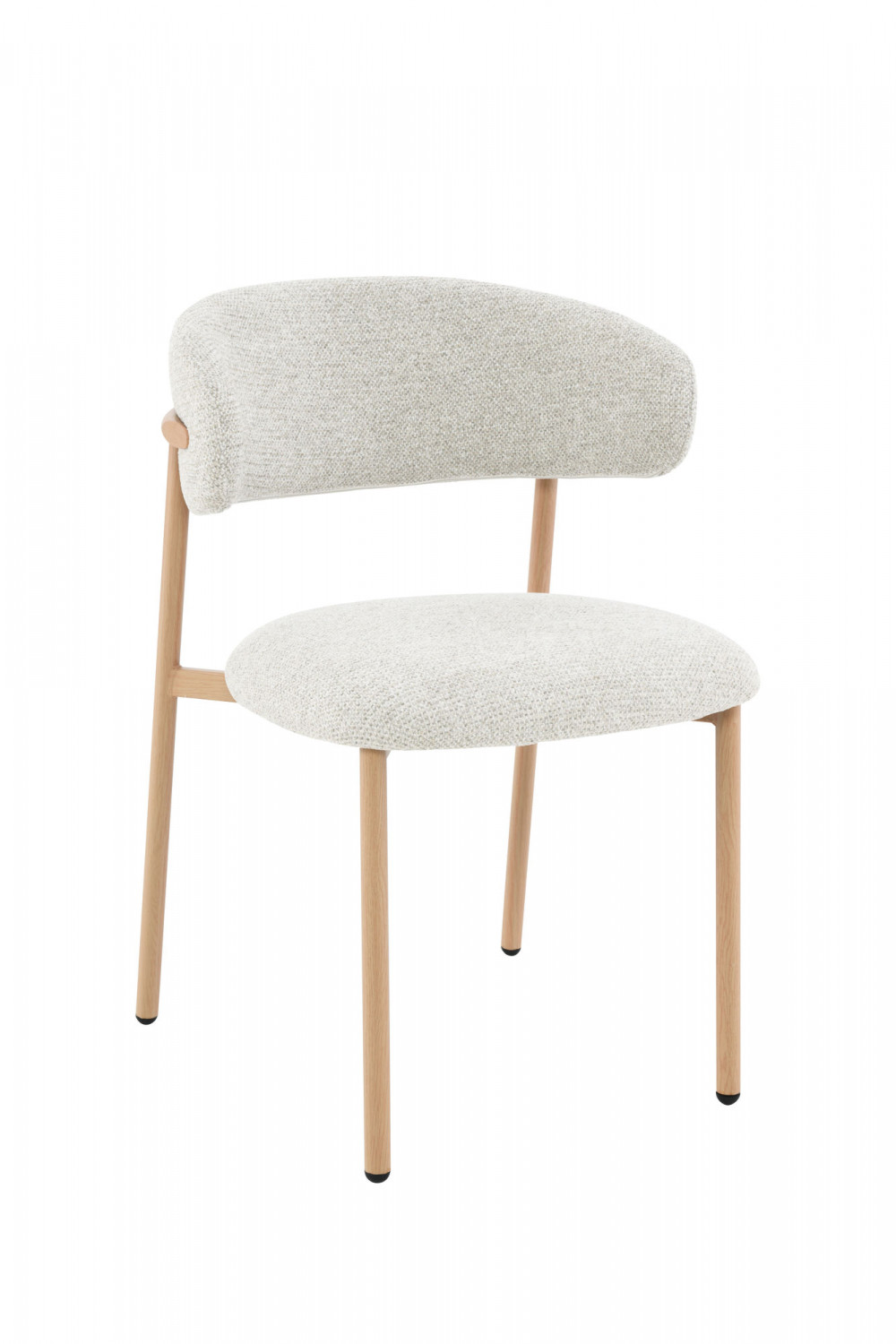 Chaise de salle à manger en tissu beige avec piètement finition chêne Curve (lot de 2) - CURVE, AMADEUS