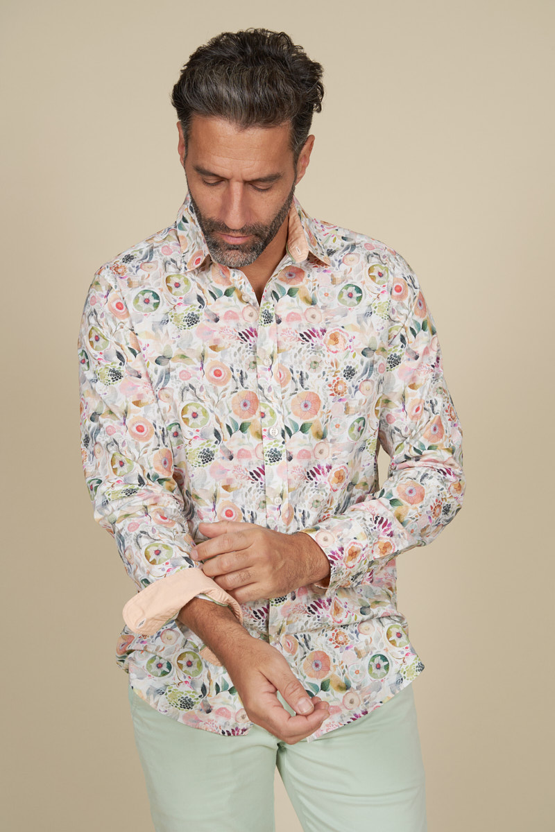 Chemise imprimée à motifs grosses fleurs, MCS