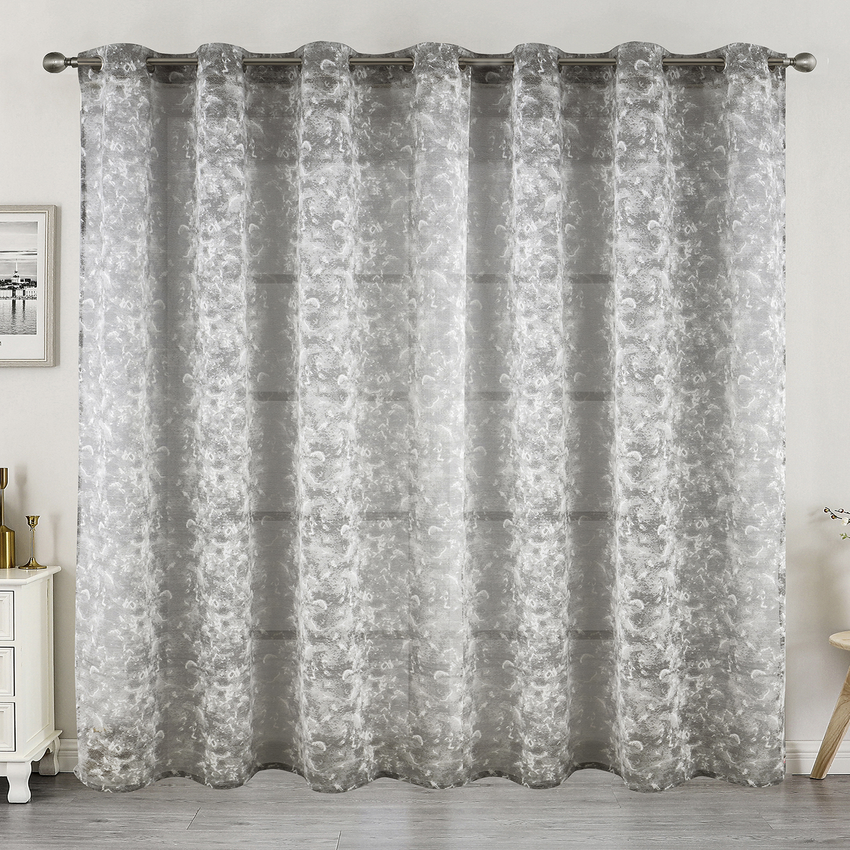 Voilage jacquard à oeillets élégance texturée, HOME MAISON