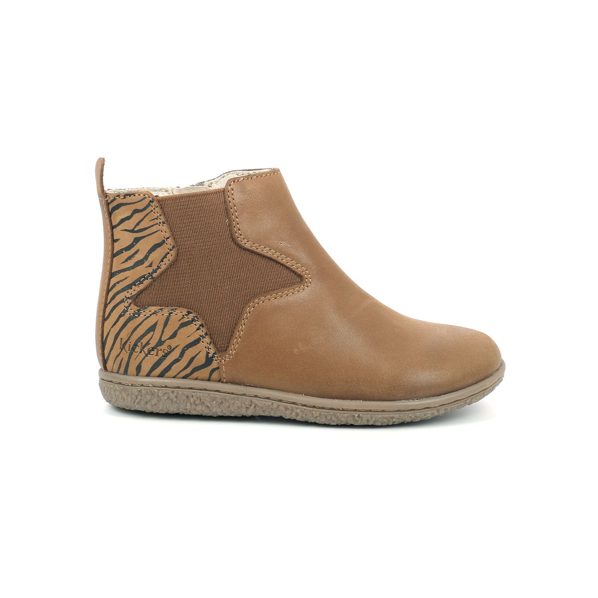 Boots cuir vermillon camel Kickers La Redoute