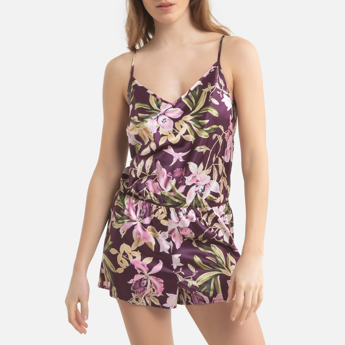 Tuta corta con spalline, in satin fantasia a fiori fantasia floreale La  Redoute Collections | La Redoute