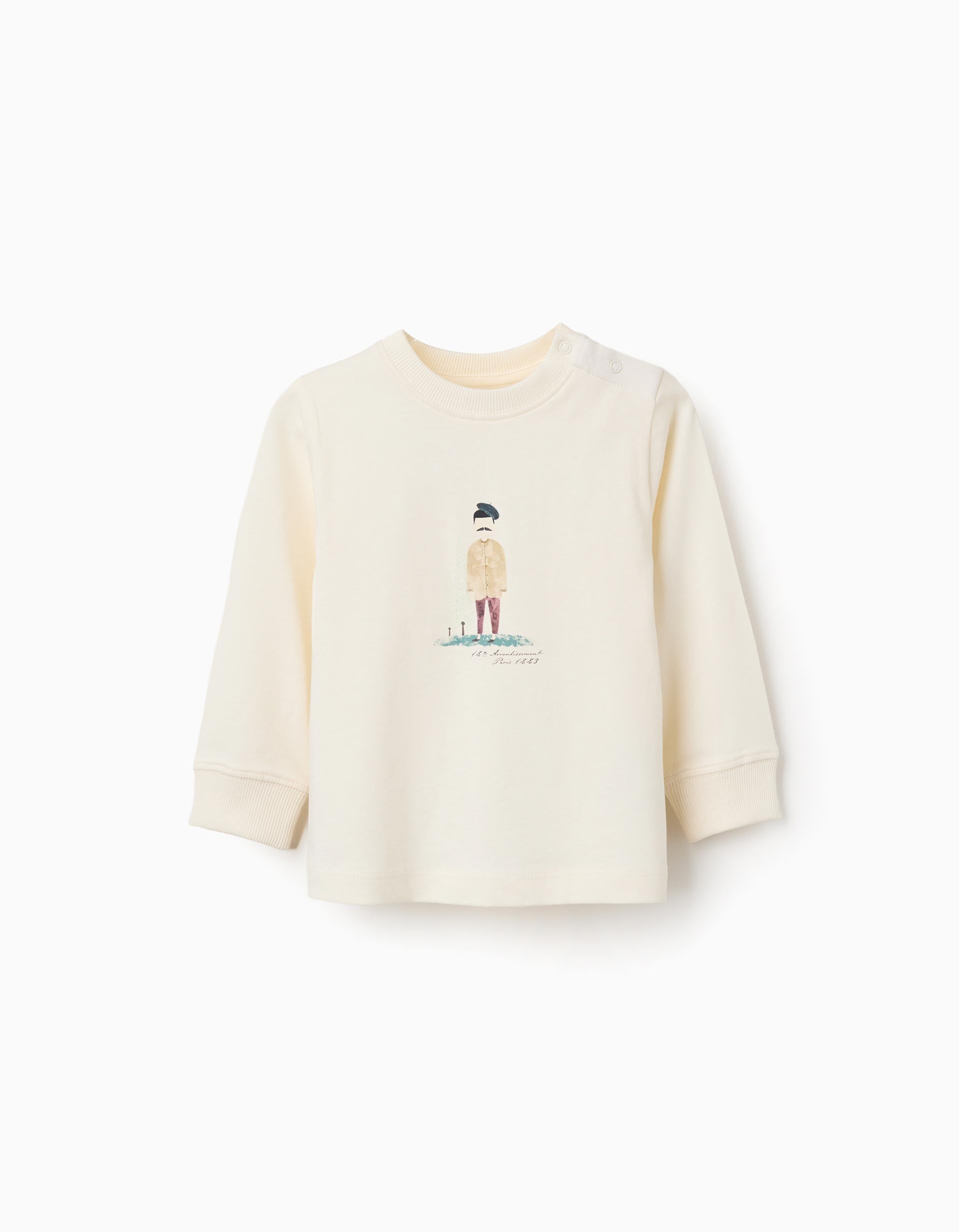 T-shirt en coton à manches longues avec imprimé peintre, ZIPPY