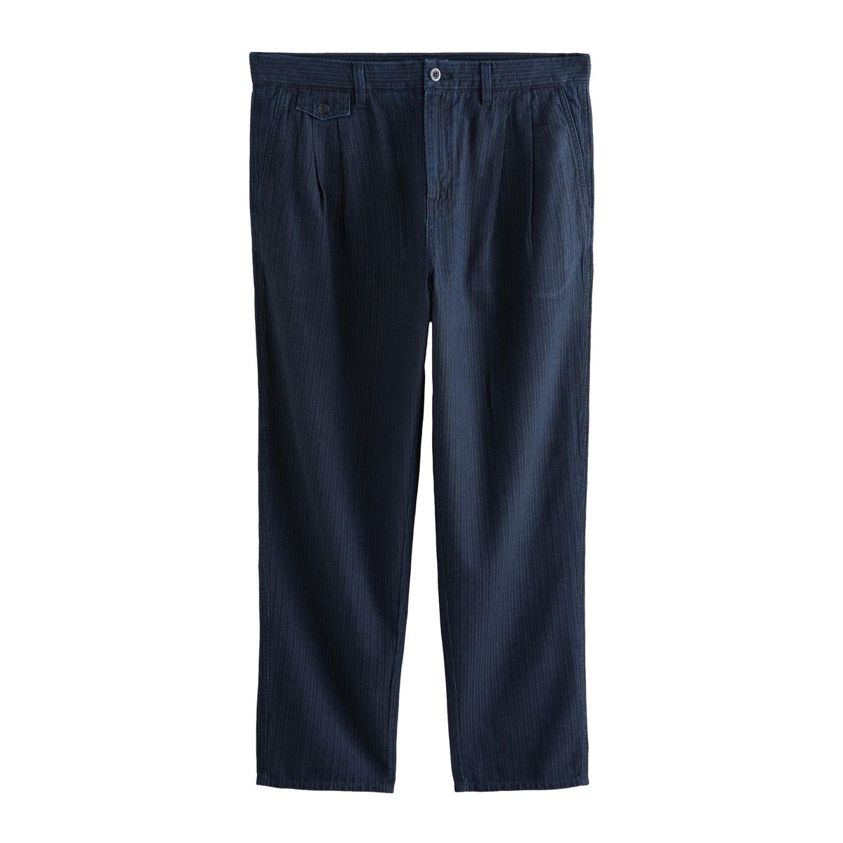 Pantalon en coton rayé à double pli signature, NEXT