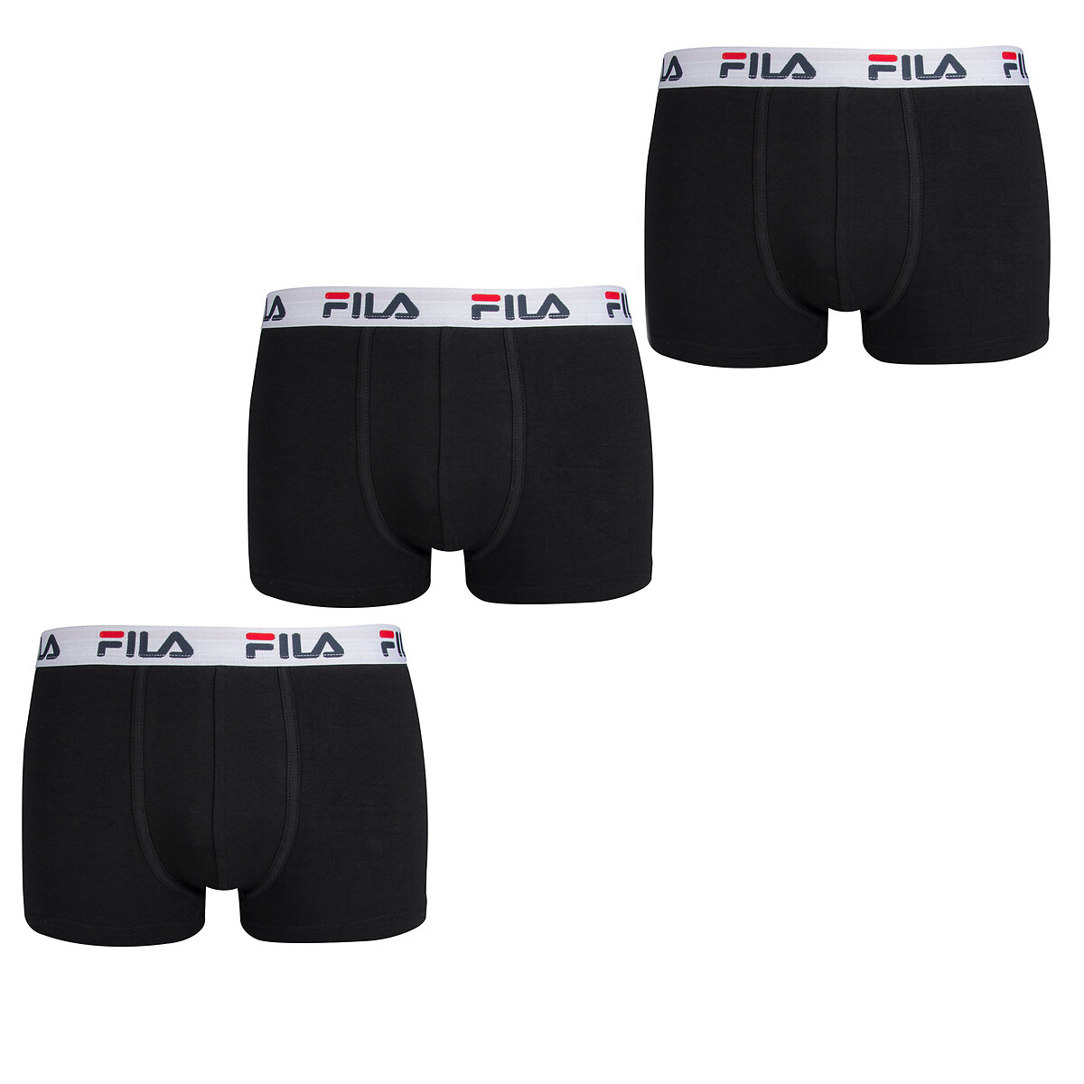 Pack of 3 hipsters in plain cotton mix black Fila La Redoute