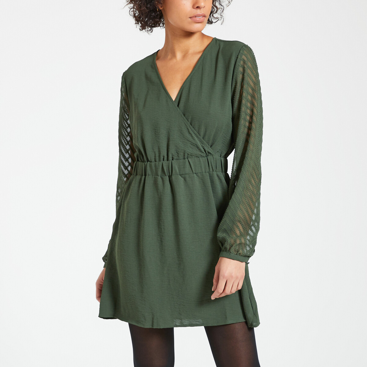 Robe encolure v manches longues Only kaki La Redoute