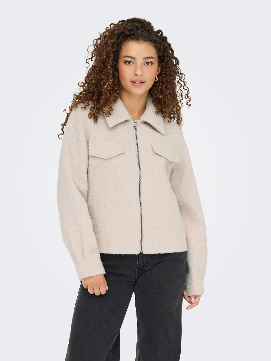 Short Zip-Up Polo Collar Coat, ONLY