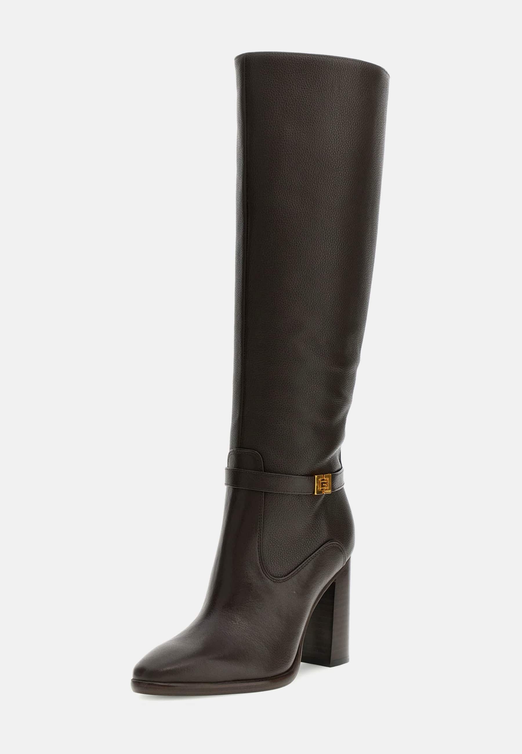 Guess bottes hautes lendy cuir veritable marron Guess La Redoute