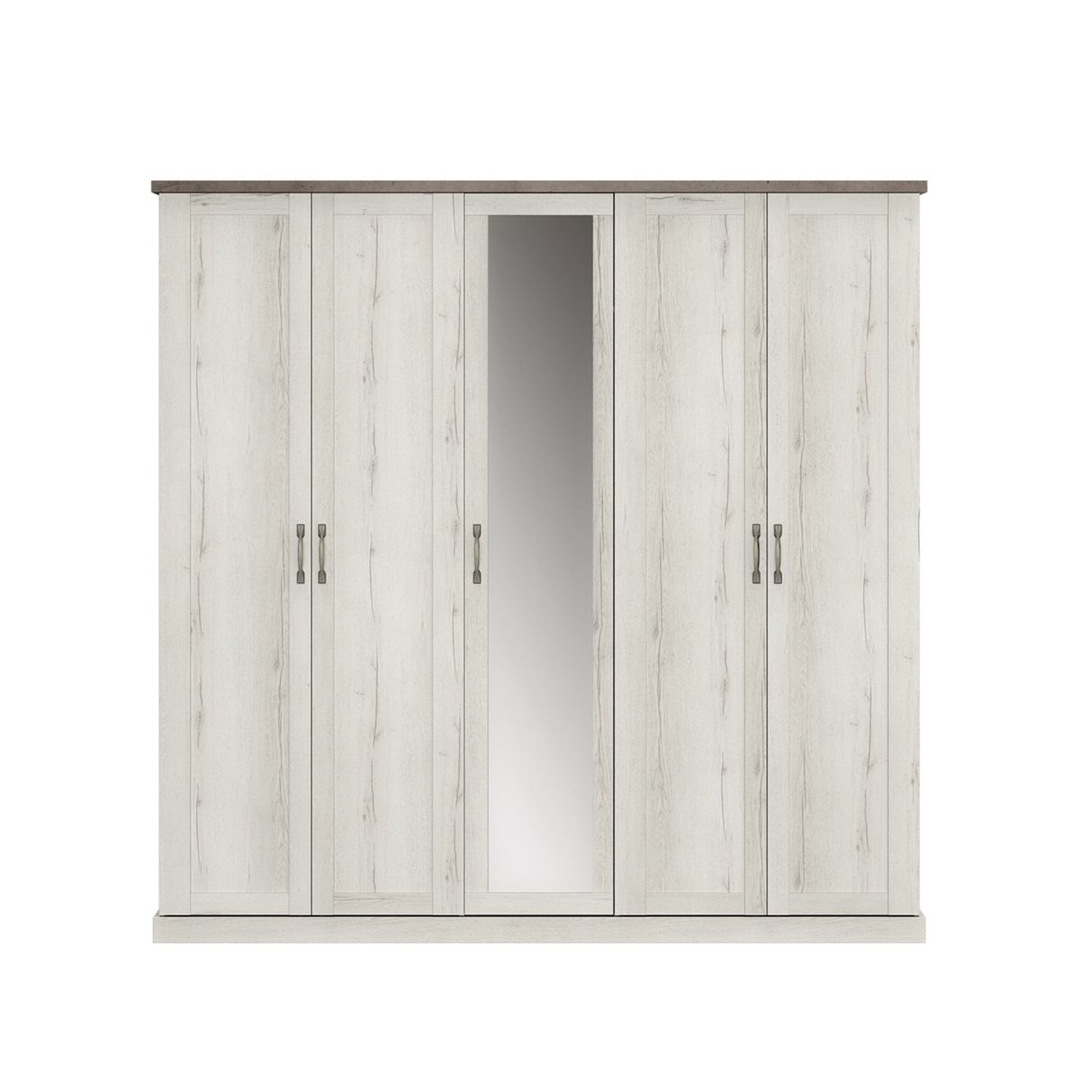 armoire 5 portes chamonix couleur chene blanchi - fabrication francaise