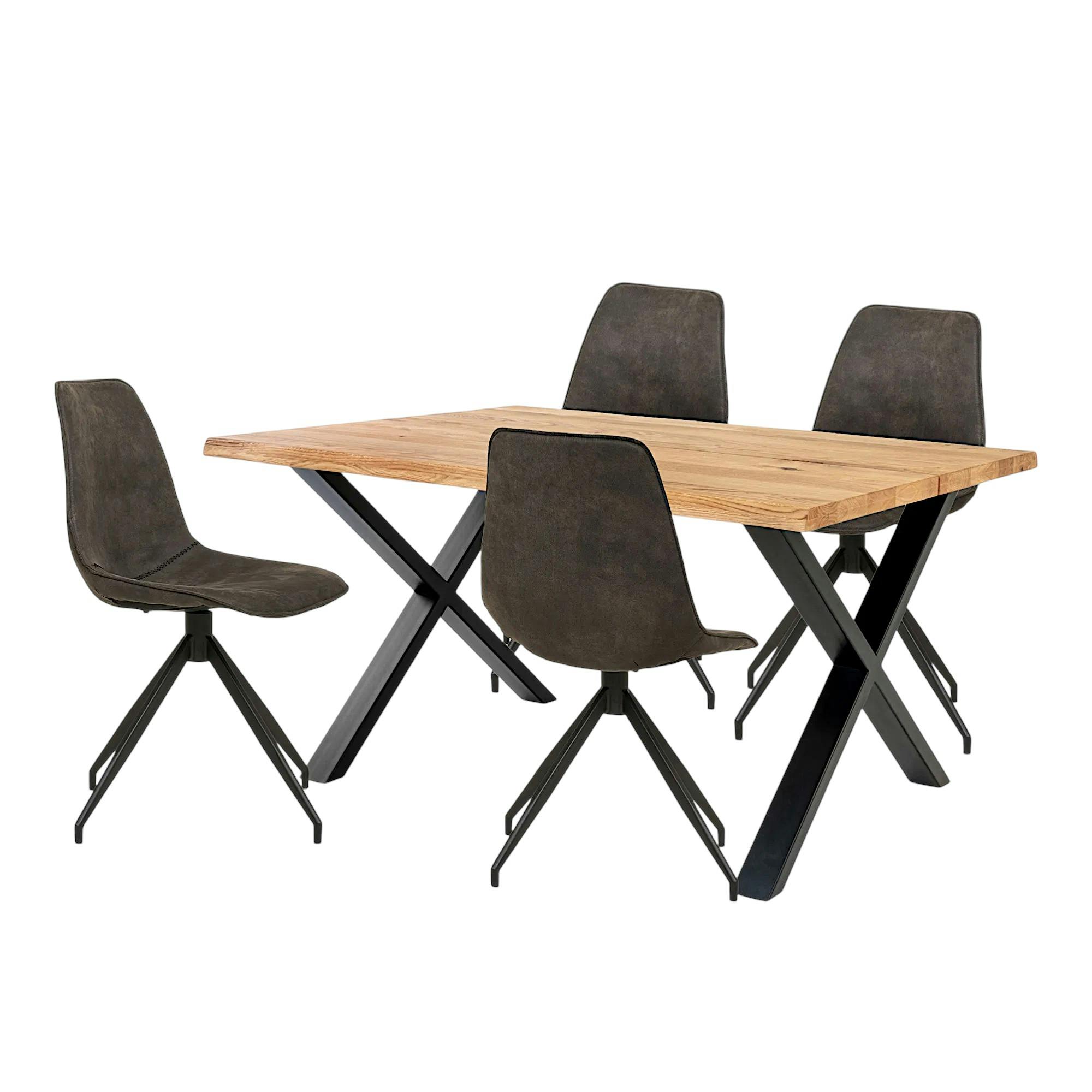 Ensemble table et chaises grises microfibre (lot de 5 pièces) BERLIN, PIER IMPORT