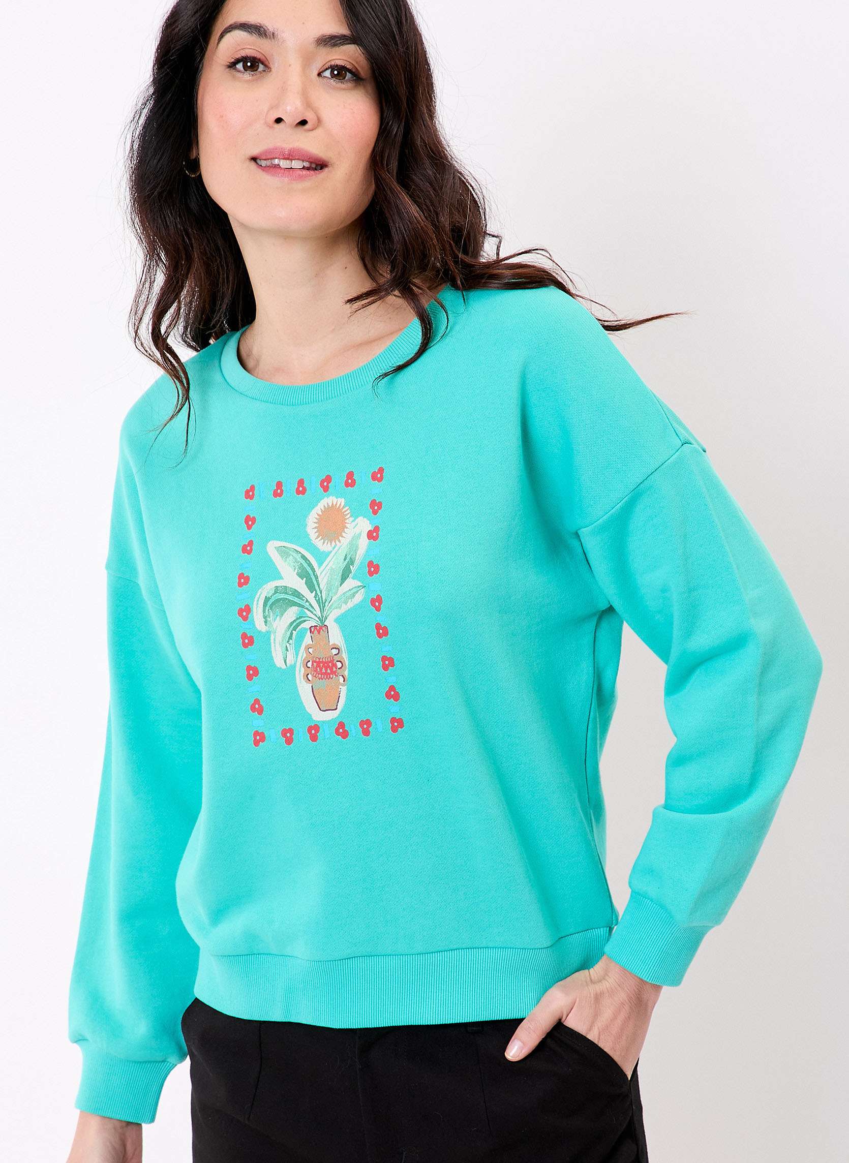 Sweat coton bio col rond PRUNE, PRINCESSE NOMADE
